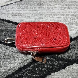 MADDEN NYC RED MINI RHINESTONES MULTI-PURPOSE KEYCHAIN CHARM ORGANIZER CASE
